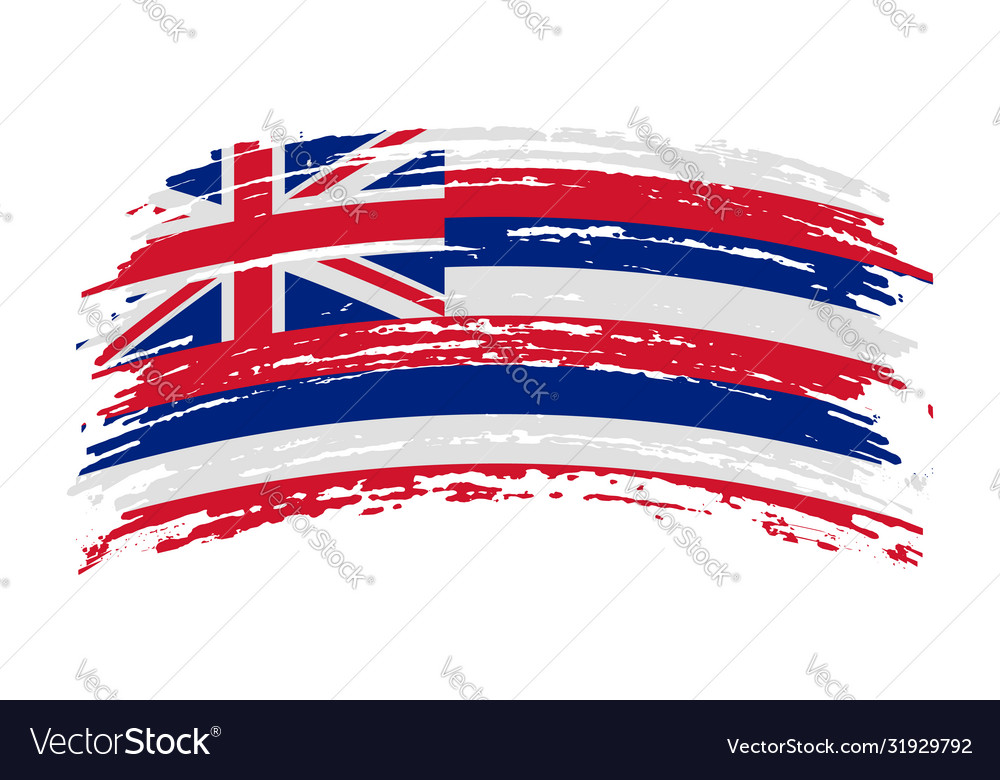 Hawaii flag in grunge brush stroke Royalty Free Vector Image