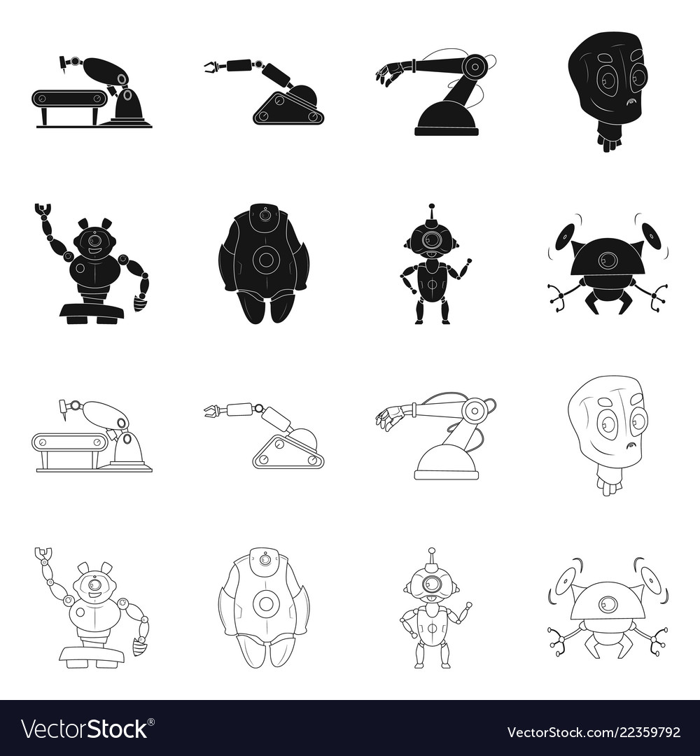 Isolated object of robot and factory icon set vector image Isolated object of robot and factory icon set