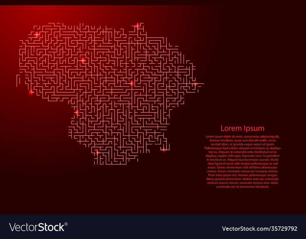 Lithuania map from red pattern maze grid vector image Lithuania map from red pattern maze grid