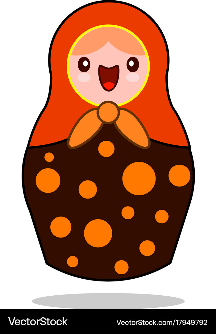 Matrioshka russian nesting doll flat kawaii Vector Image
