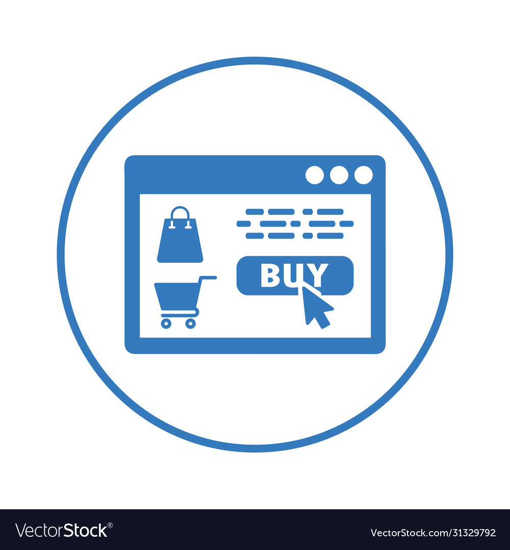 Online shopping icon blue color ecommerce buying