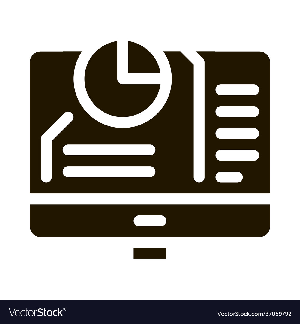 Pie chart in computer icon glyph Vector Image Pie chart in computer icon glyph