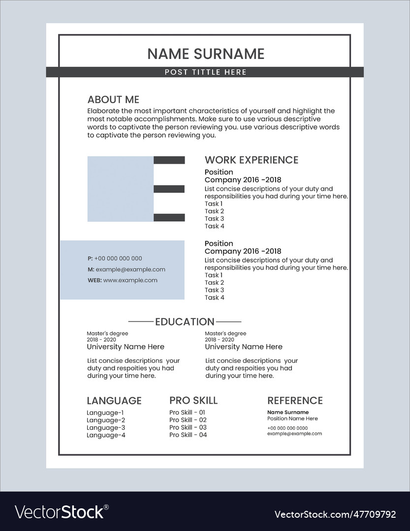 Resume template design Royalty Free Vector Image