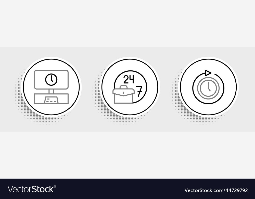 Set line clock with arrow smart tv time vector image Set line clock with arrow smart tv time