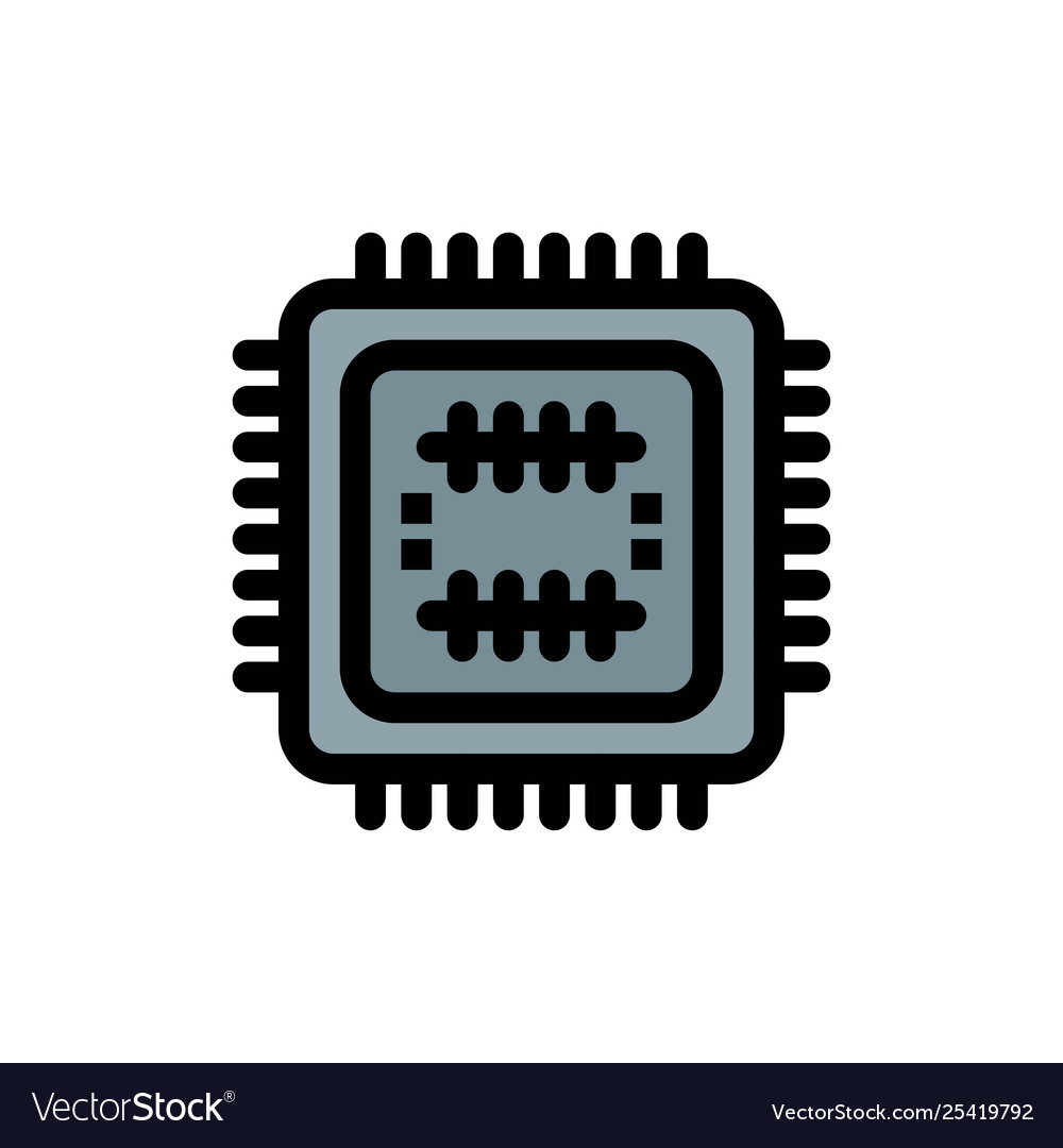 System tech technology cpu flat color icon vector image System tech technology cpu flat color icon