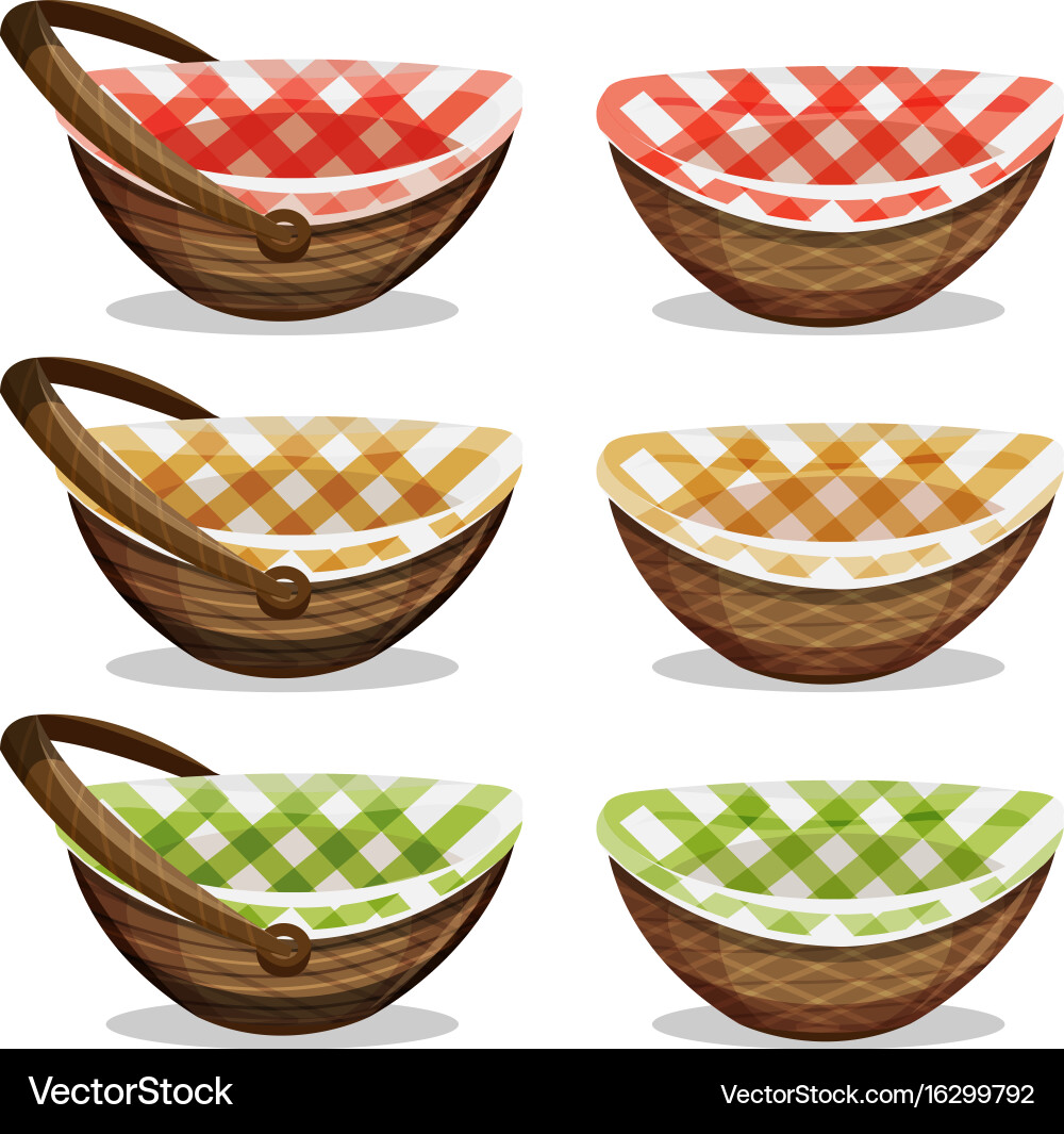 Wicker basket set Royalty Free Vector Image - VectorStock