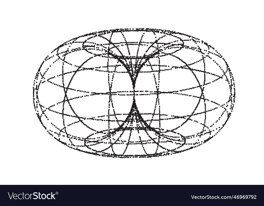 Wireframe torus 3d shape of field Royalty Free Vector Image