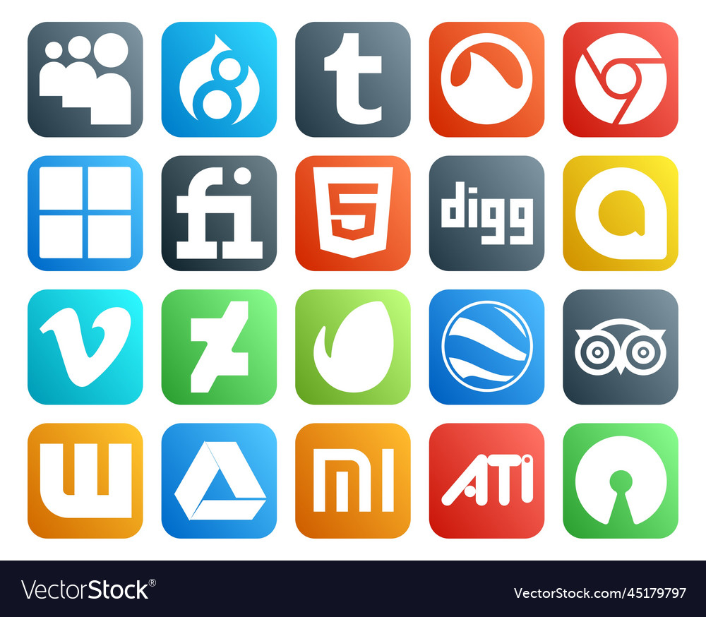 20 Social Media-Symbolpaket inklusive Wattpad