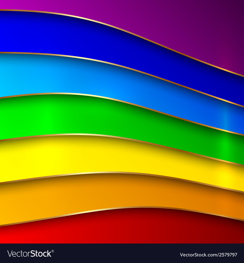 Abstract round rainbow curve lines with golden