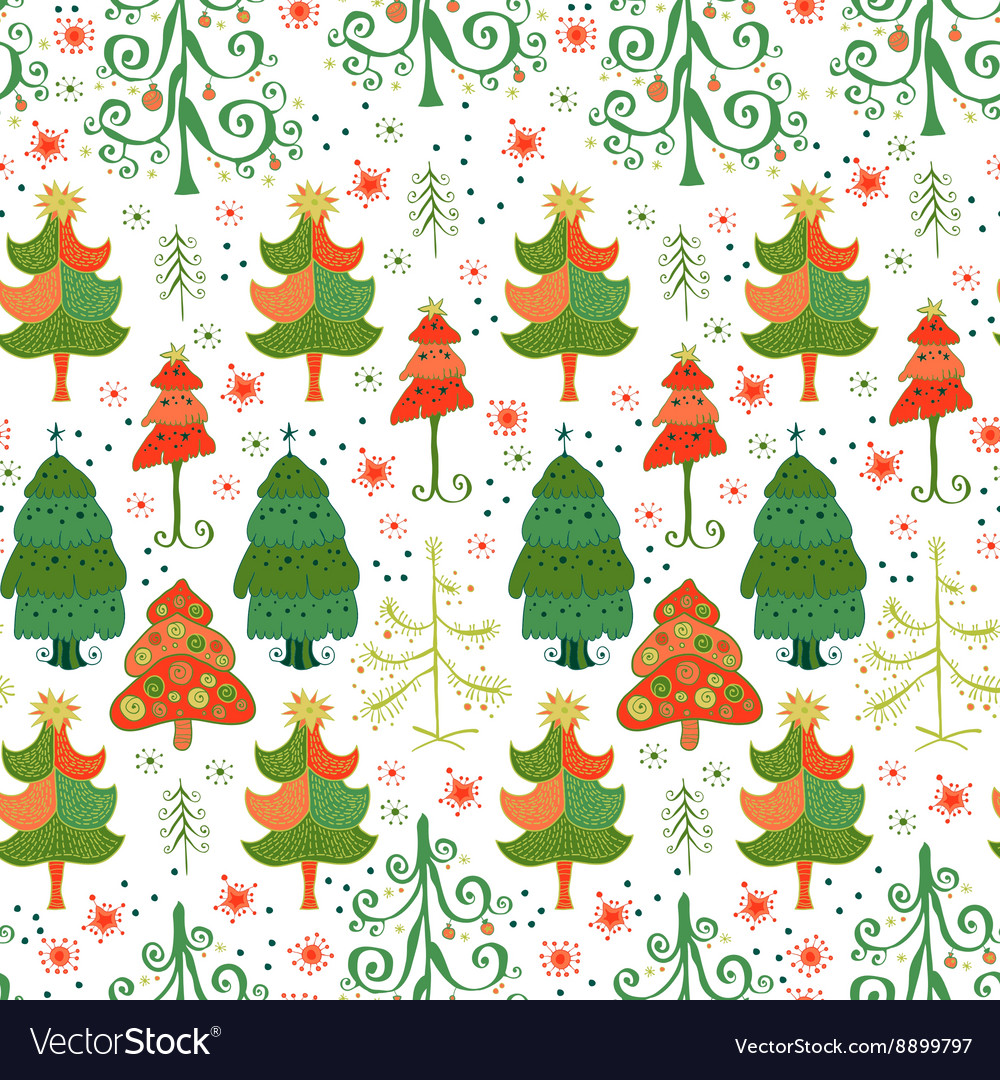 Christmas seamless pattern with fir trees