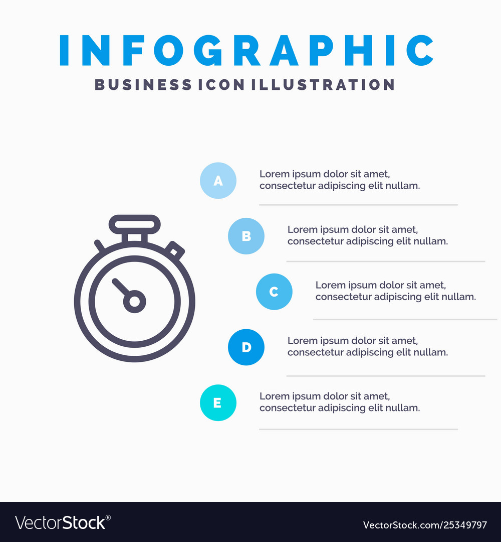 Compass map navigation pin line icon with 5 steps vector image Compass map navigation pin line icon with 5 steps