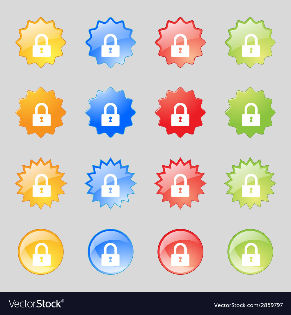 Lock sign icon locker symbol set colourful buttons