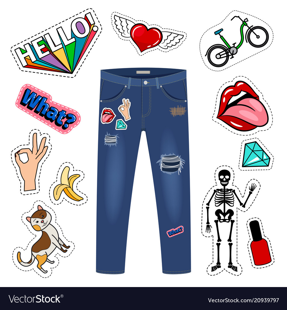 Patch on blue jeans fashion girl denim apparel