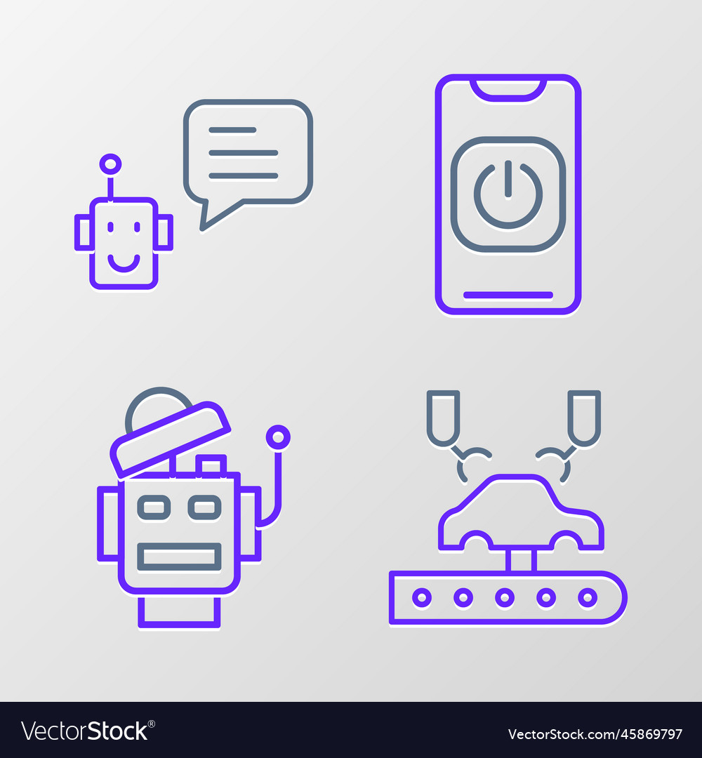 Set line robotic robot arm on factory turn off vector image Set line robotic robot arm on factory turn off