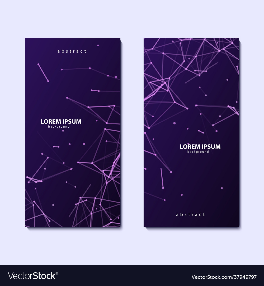 Two flyers with abstract plexus violet background vector image Two flyers with abstract plexus violet background