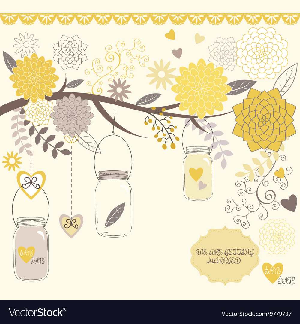 Download Wedding Flower with Mason Jar Royalty Free Vector Image