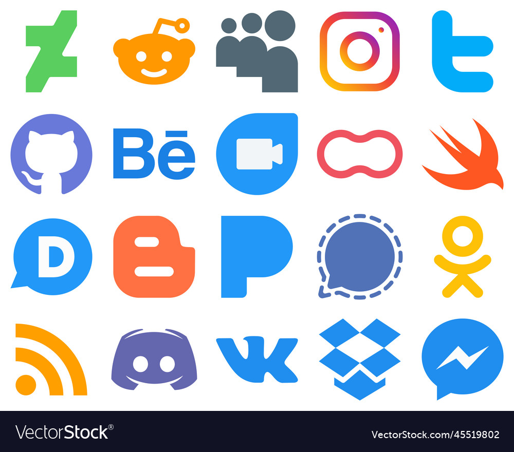 20 flat app design social media icons blog