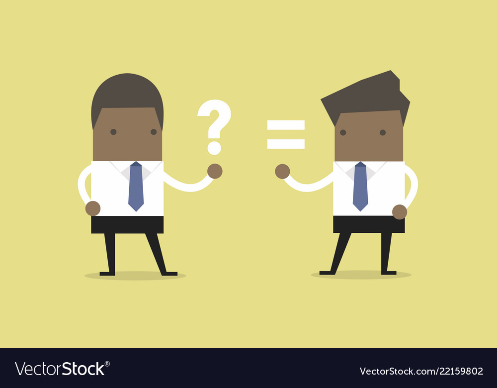 African businessman answer and question Royalty Free Vector