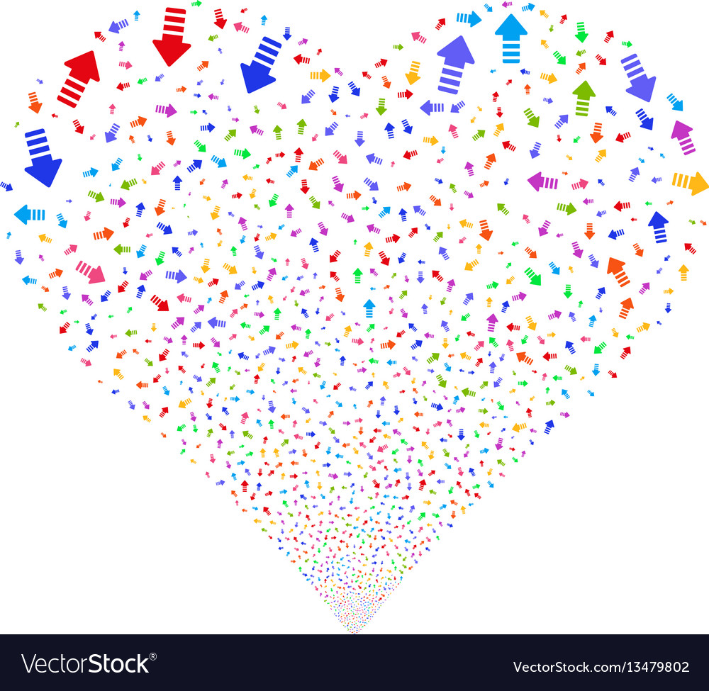 Arrow pointer fireworks heart vector image Arrow pointer fireworks heart