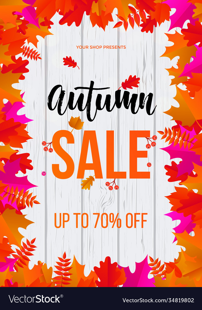 Autumn sale poster promo web banner september Vector Image