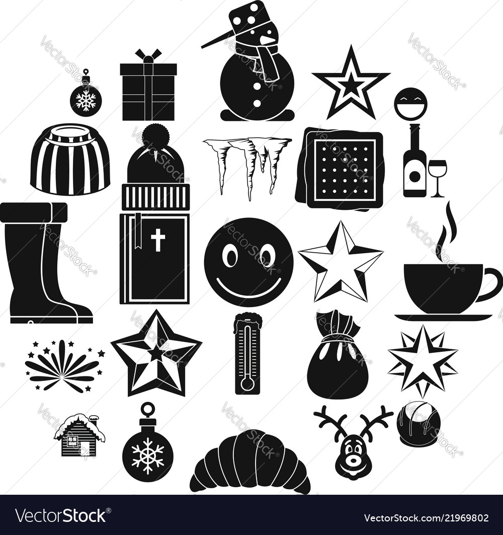 Christmas icons set simple style Royalty Free Vector Image