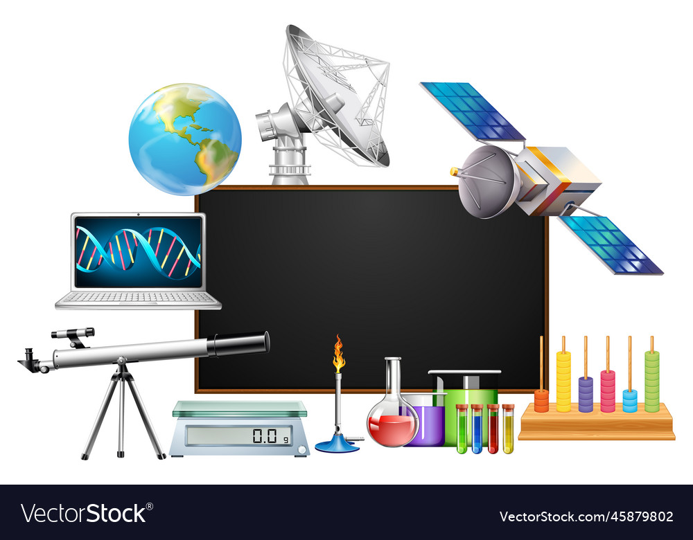 Empty board template decorated with science