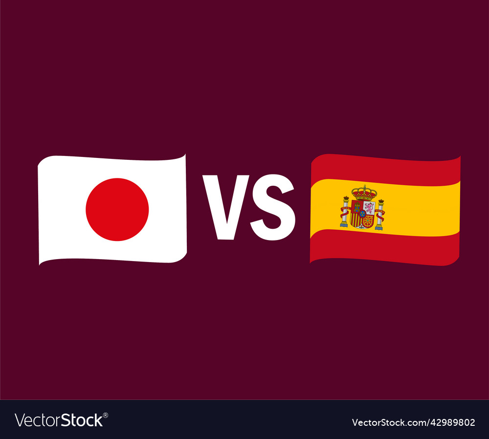 Japan and spain flag ribbon symbol design