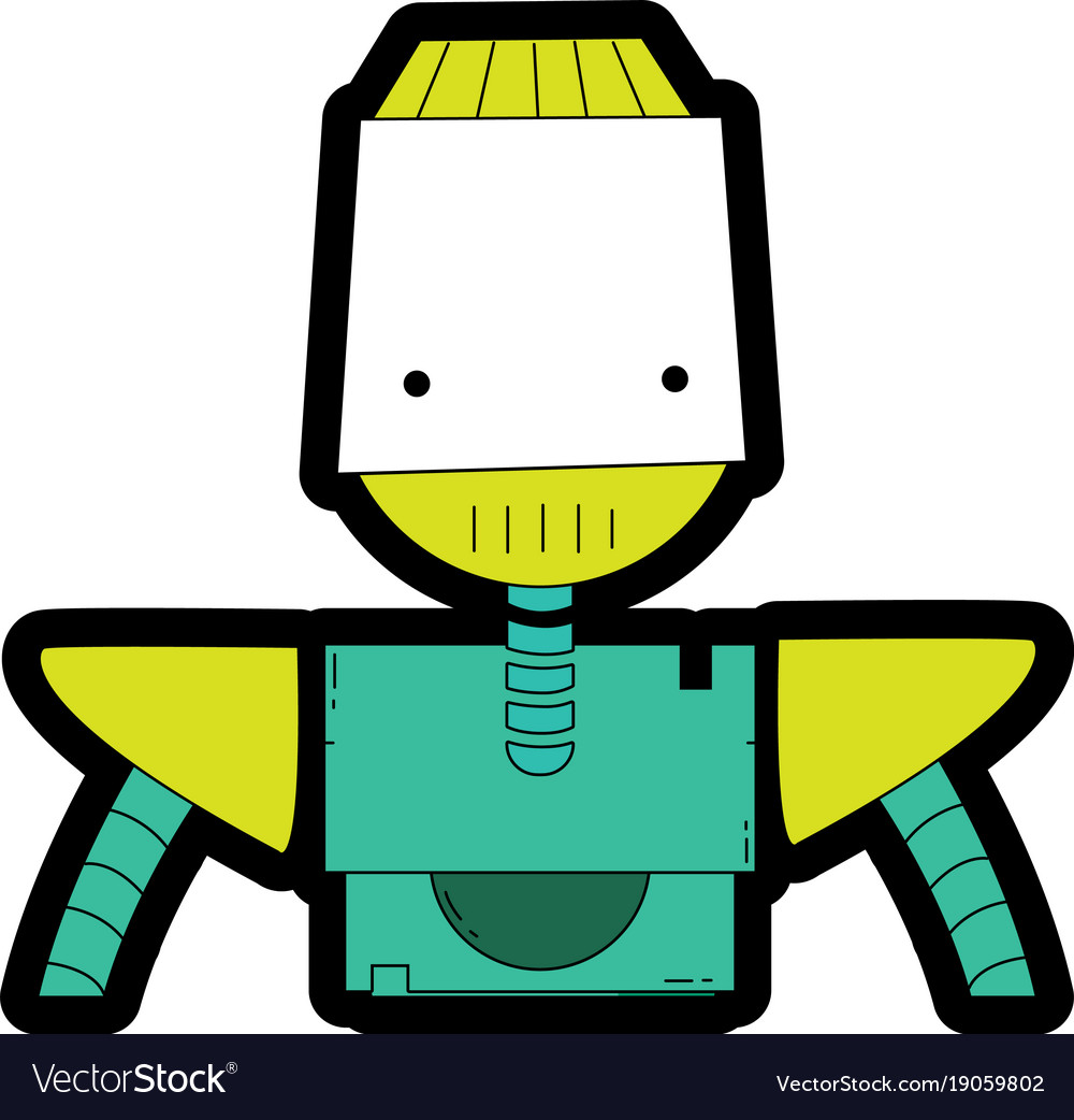 Line color robot face with technology arms