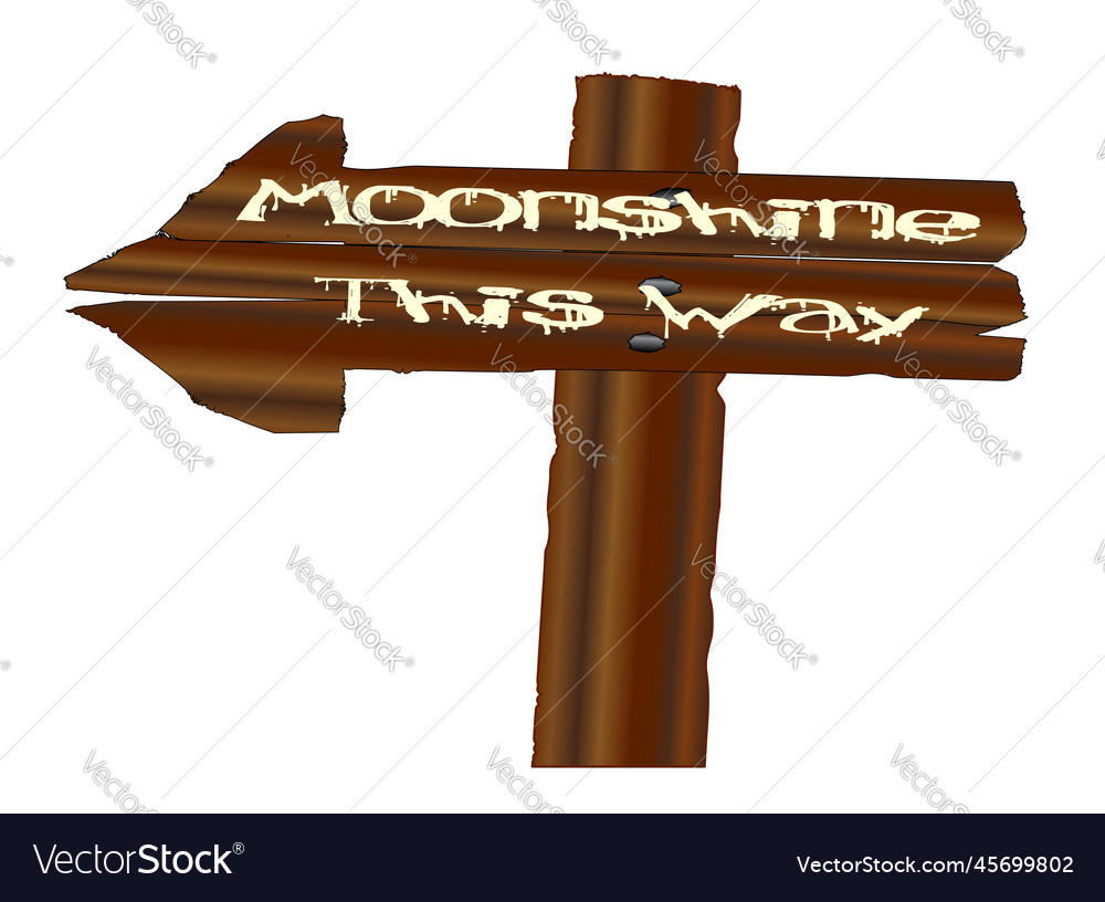 Moonshine this way wooden arrow sign