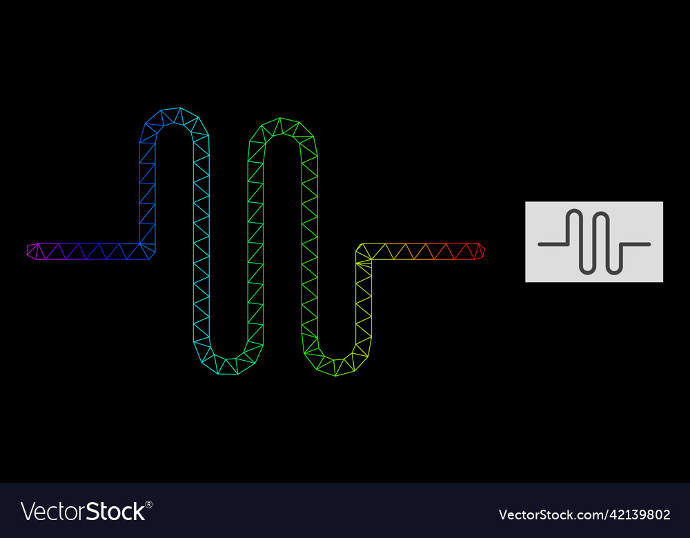 Rainbow gradient polygonal network pipeline icon vector image Rainbow gradient polygonal network pipeline icon