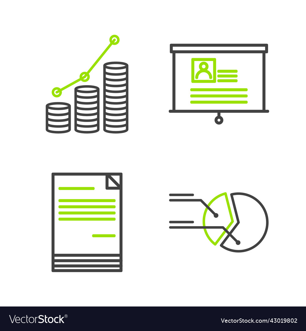 Set line pie chart infographic document board