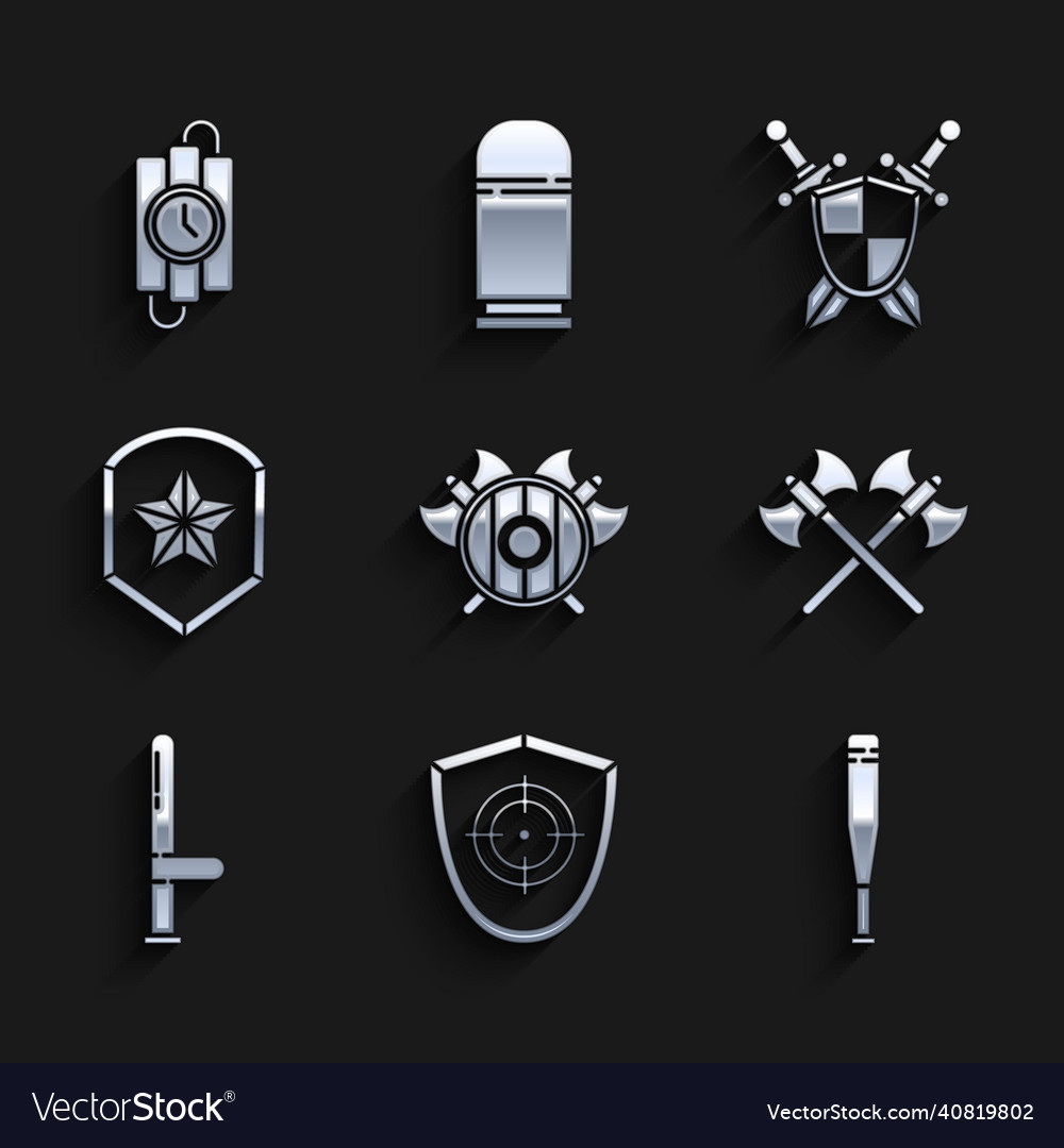 Set medieval shield with crossed axes target Vector Image Set medieval shield with crossed axes target