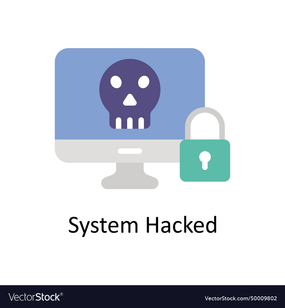 System hacked flat icon style