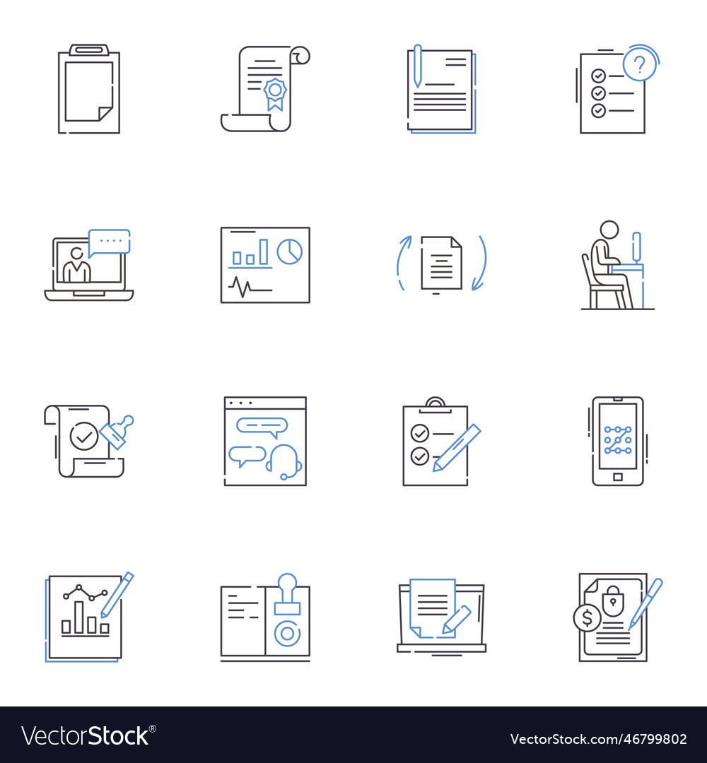 Writing style line icons collection eloquence vector image Writing style line icons collection eloquence