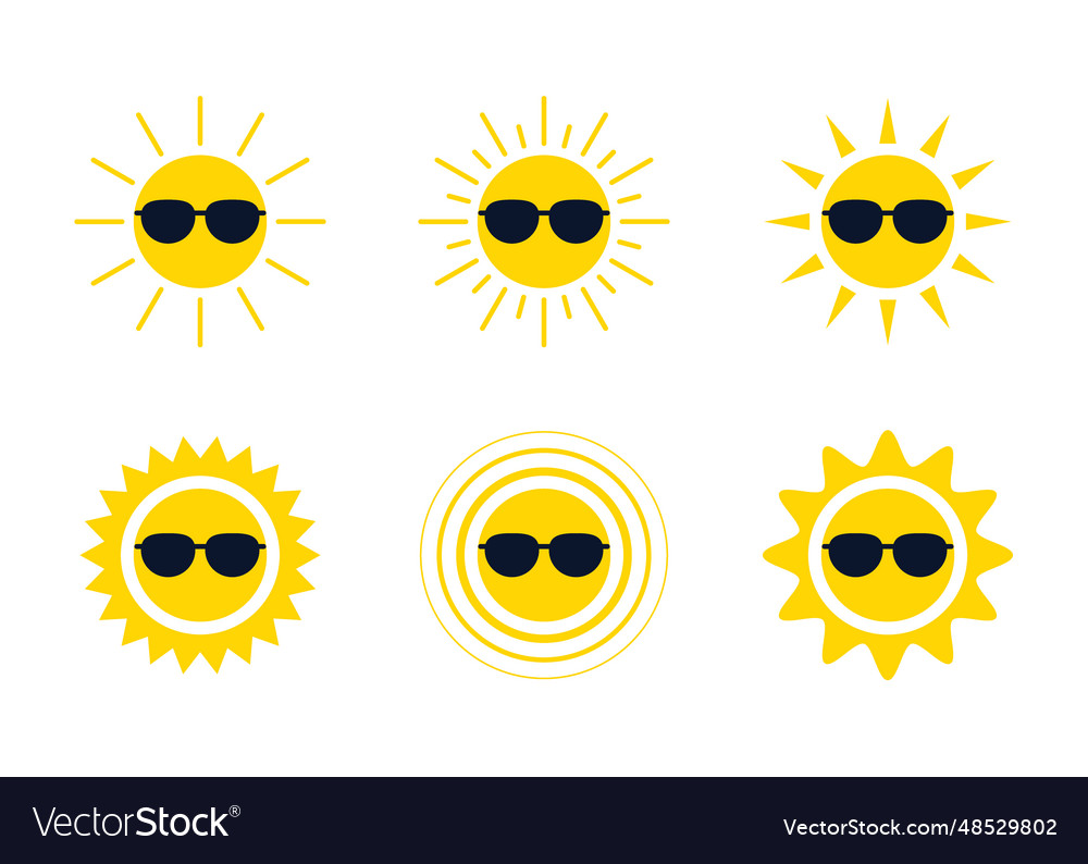 Yellow sun in sunglasses uv protection icon Vector Image