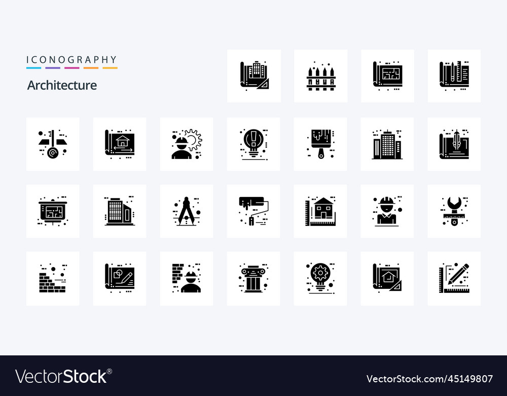 25 architecture solid glyph icon pack