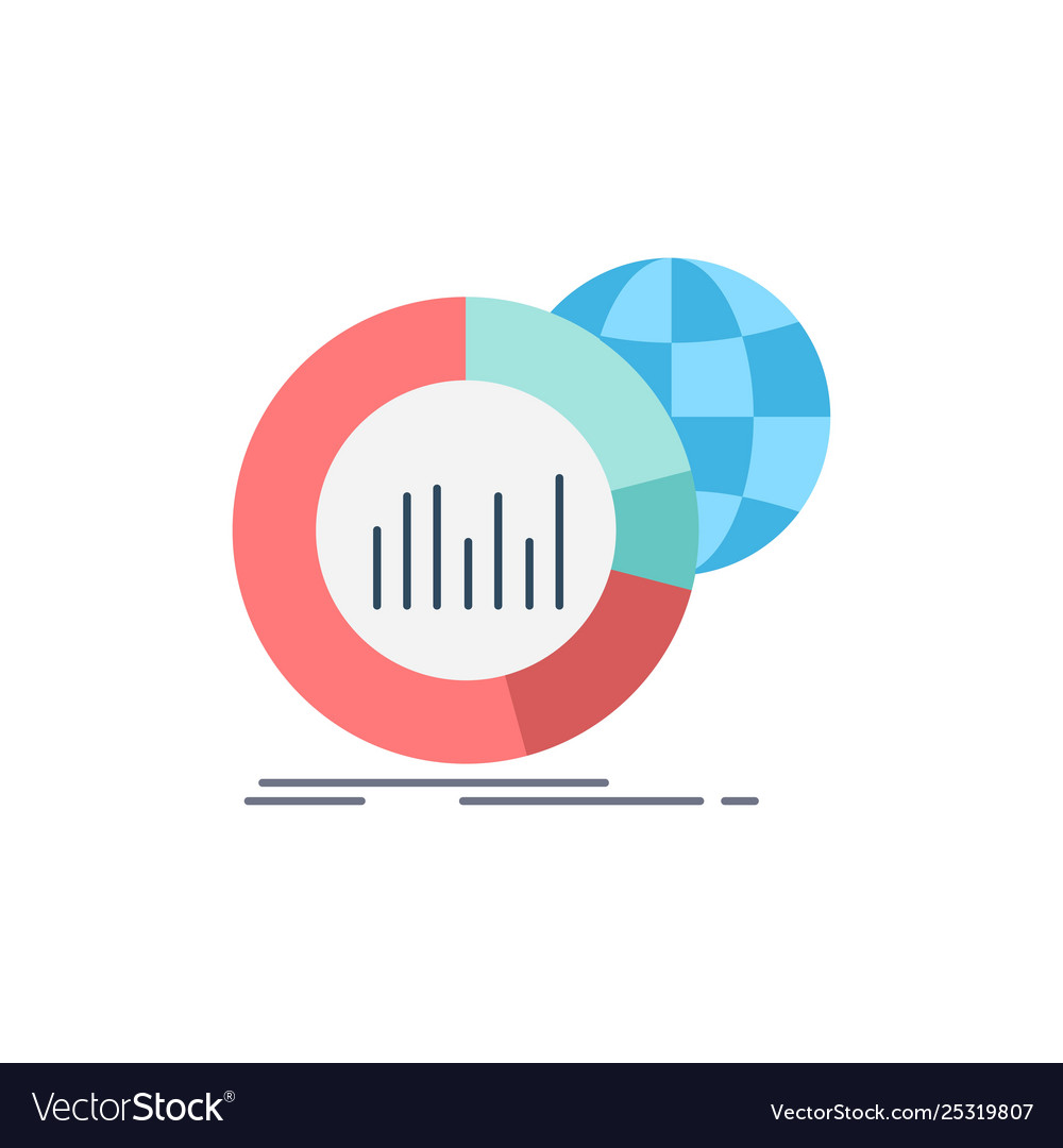 Big chart data world infographic flat color icon