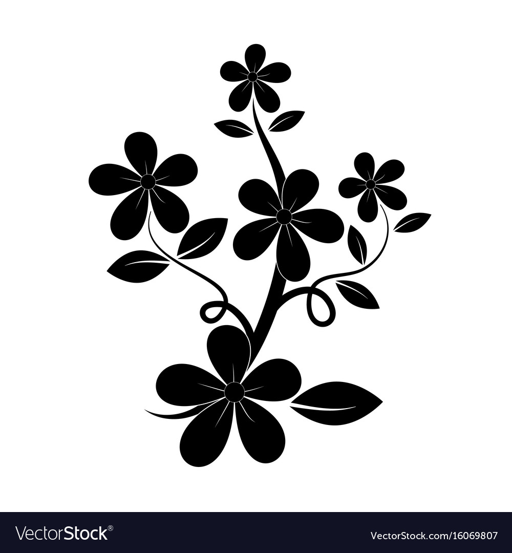 Download Black silhouette of flower Royalty Free Vector Image