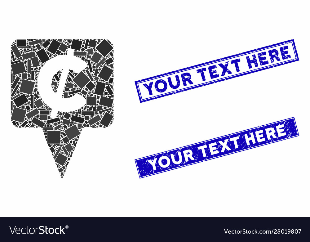 Cent map pointer mosaic and distress rectangle vector image Cent map pointer mosaic and distress rectangle