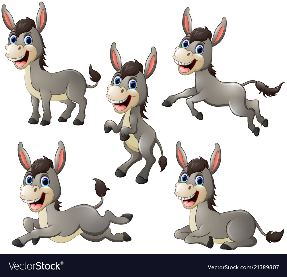 Donkey cartoon set collection Royalty Free Vector Image