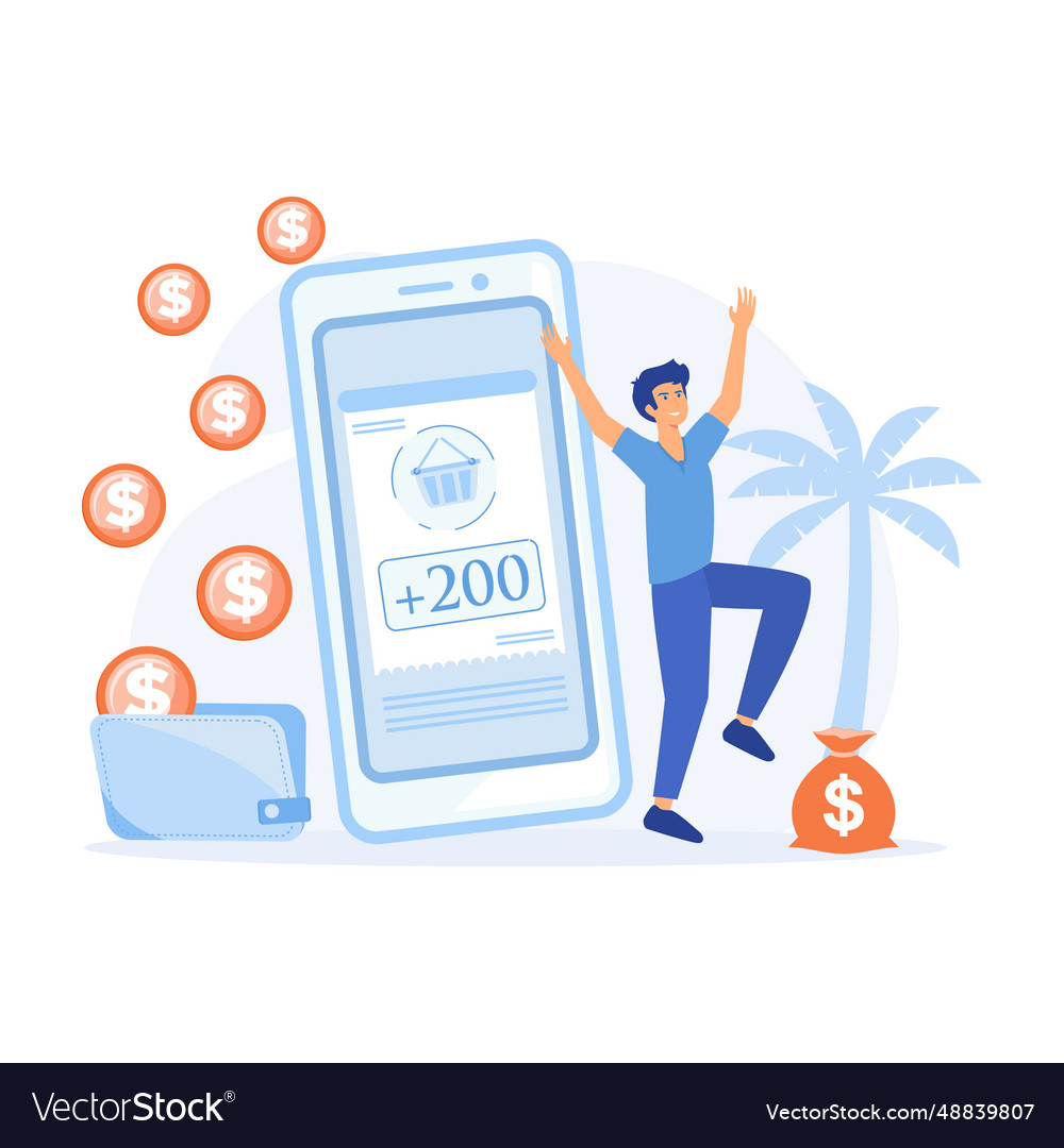 Earn points concept phone screen with cashback