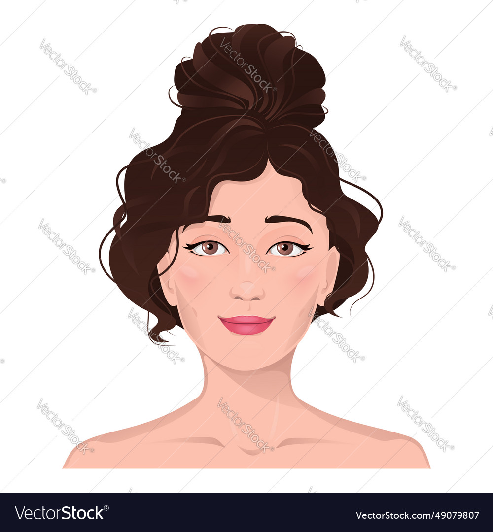 Face portrait of women with brown hair