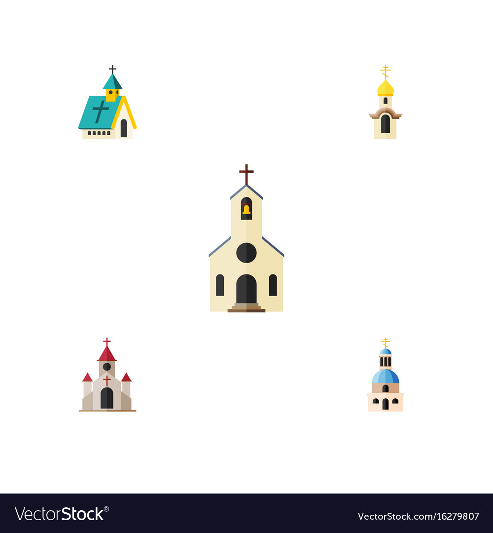 Flat icon building set of architecture