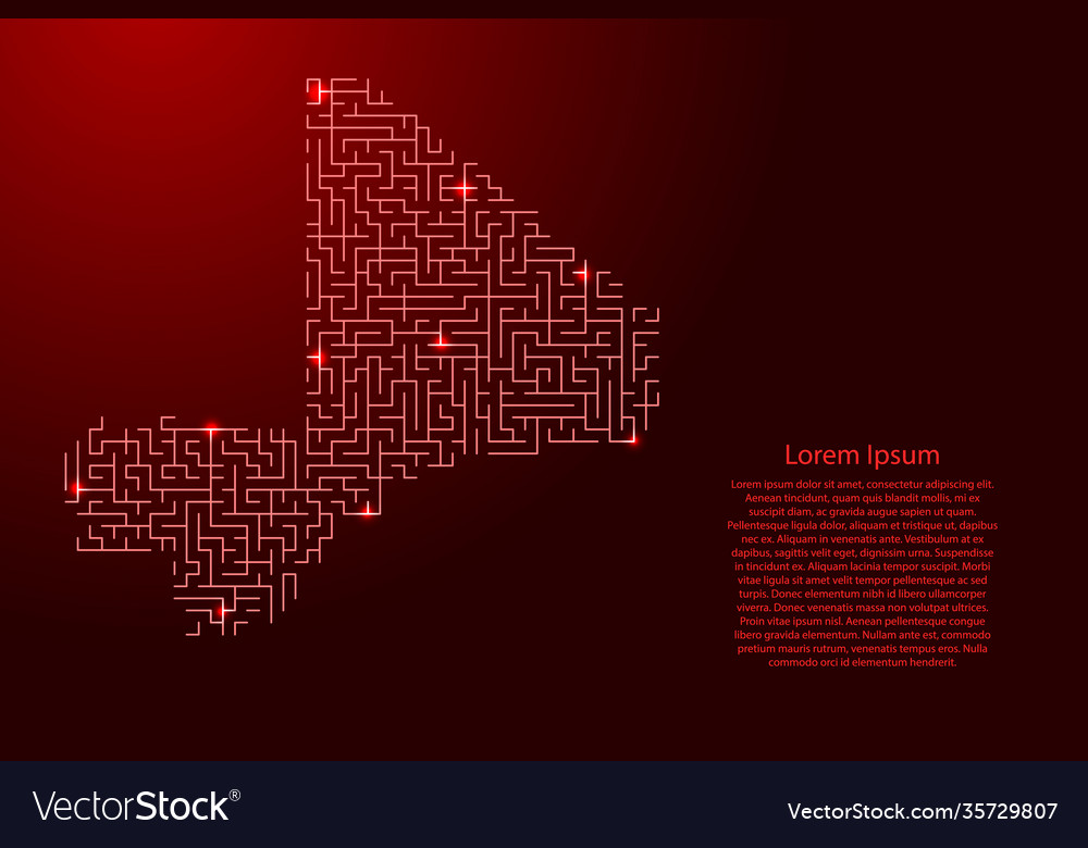 Mali map from red pattern maze grid