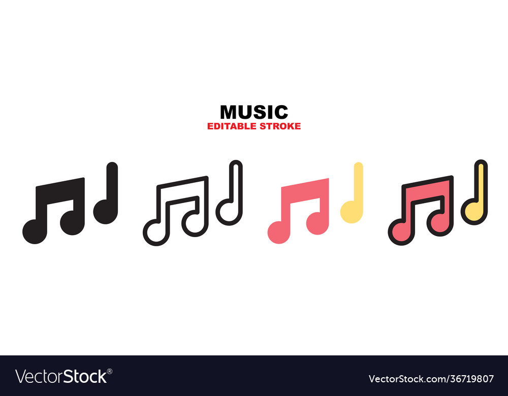 Music icon set with different styles editable vector image Music icon set with different styles editable