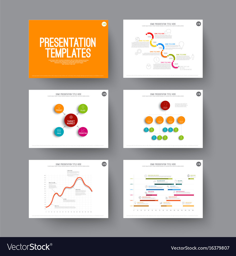Presentation slides with infographic elements