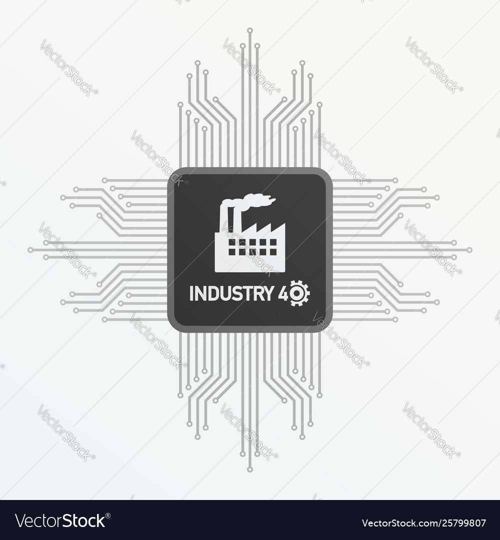 Processor with text industry 40 on gray vector image Processor with text industry 40 on gray