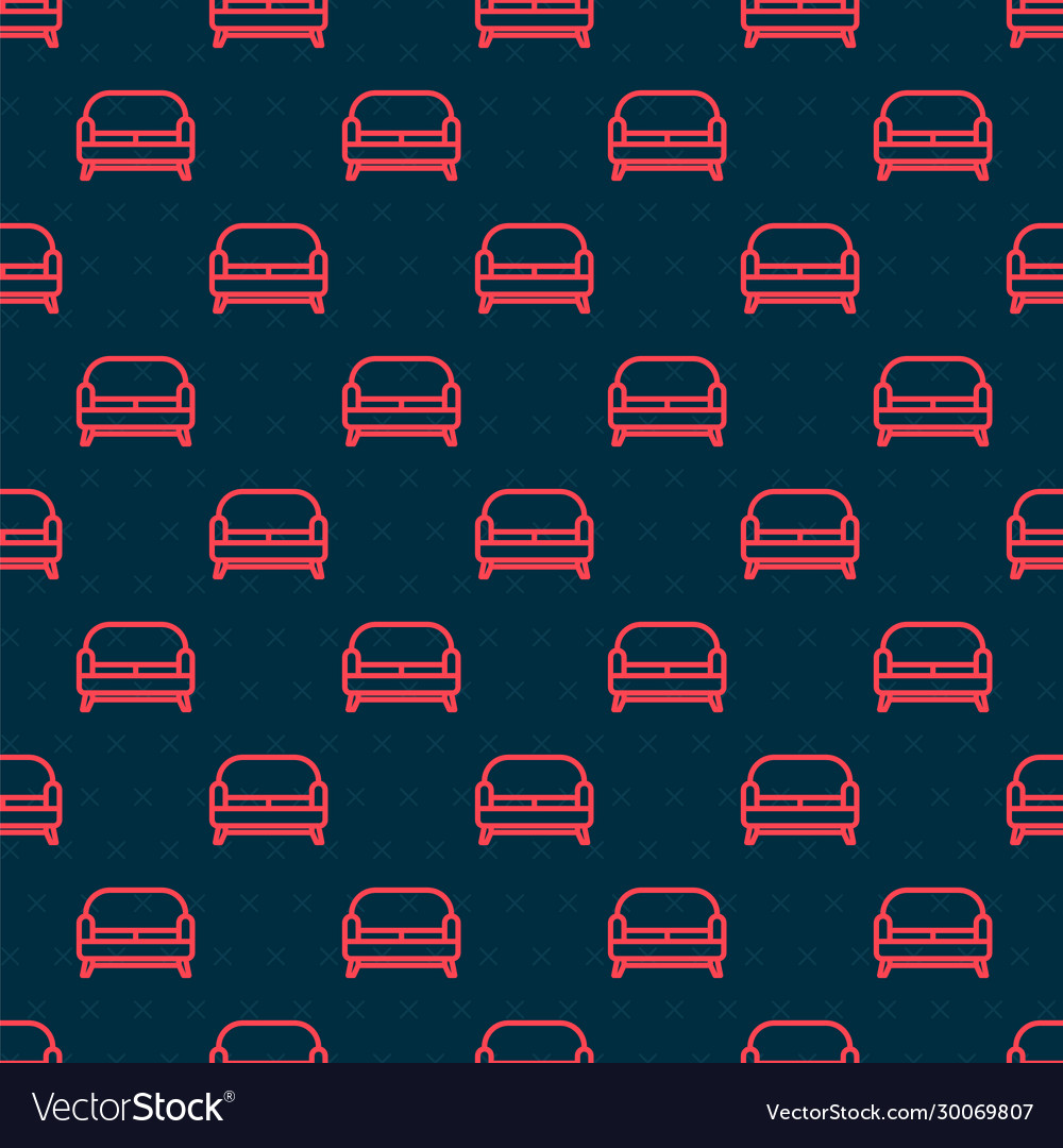 Red line sofa icon isolated seamless pattern Vector Image Red line sofa icon isolated seamless pattern