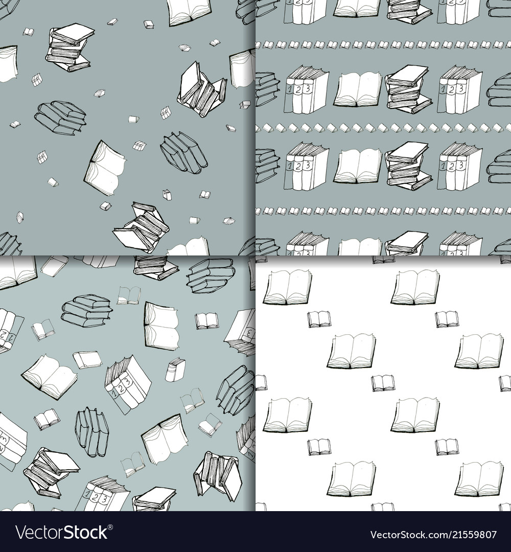 Seamless pattern set with books Vector Image Seamless pattern set with books