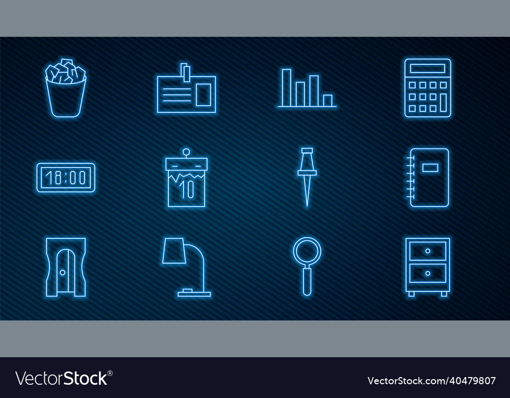 Set line drawer with documents spiral notebook vector image Set line drawer with documents spiral notebook